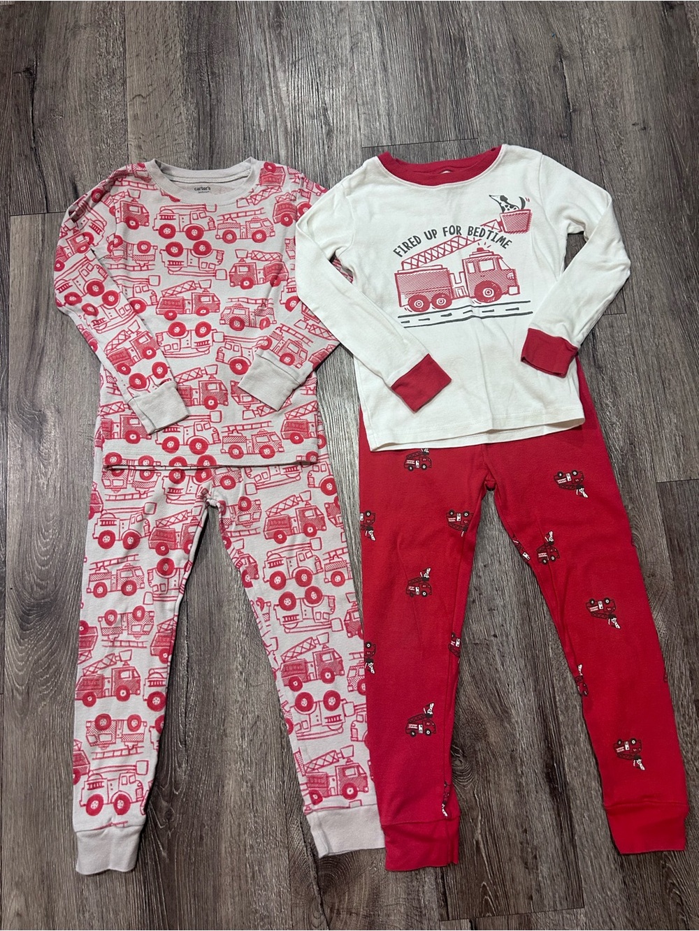 Carter's Red and White Fire Truck Pajama Set